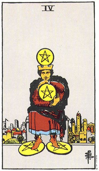 Patru de Monede - carte Rider Waite
