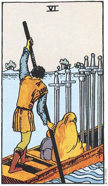 Șase de Spade - carte Rider Waite