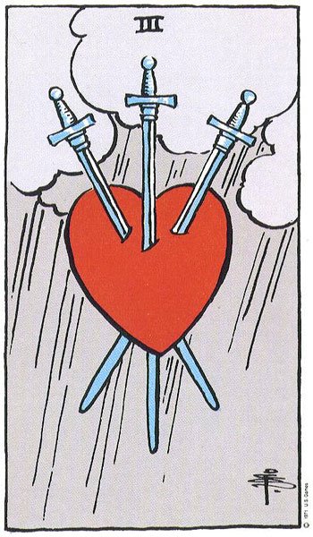 Trei de Spade - carte Rider Waite