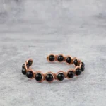 Brățară din Cupru cu Obsidian Negru - Reglabilă - imagine 2